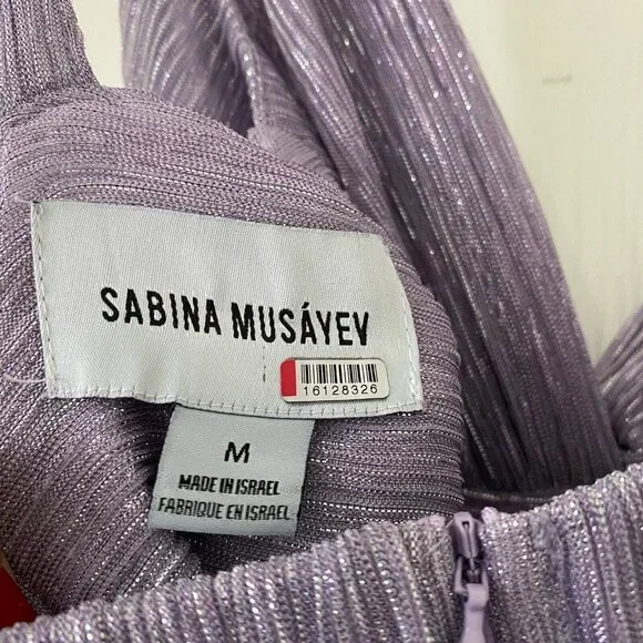 Sabina Musayev Pacific Purple Metallic Maxi Gown Tiered Size Medium Dress Read* - Picture 4 of 7